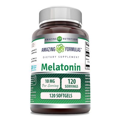 Amazing Formulas Melatonin Supplement 10 Mg per Serving 120 Softgels Non-GMO Gluten-Free Made in USA