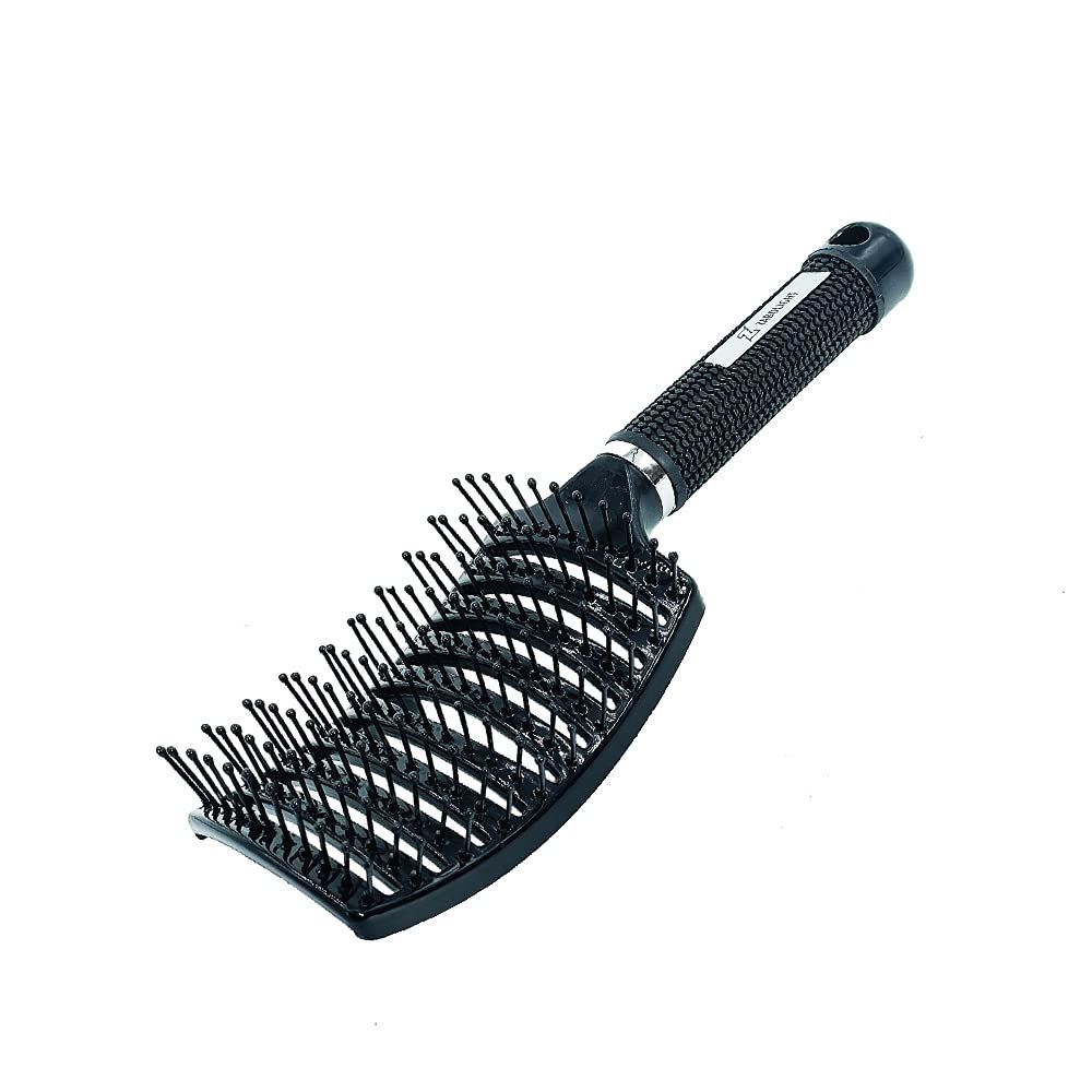 UltimateBrush Hair Brush, Curved Vented, for Thick Long Hair, Detangling Massage Brush for Women or Men, Fast Drying Blow Dryer Brush, Black