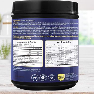 Warrior Strong Wellness Pure Hydrolyzed Multi Collagen Protein Powder, Collagen Powder, Boost Energy, for Aging Skin Elasticity, Hair Nails Growth Support, Joint Health (Unflavored)