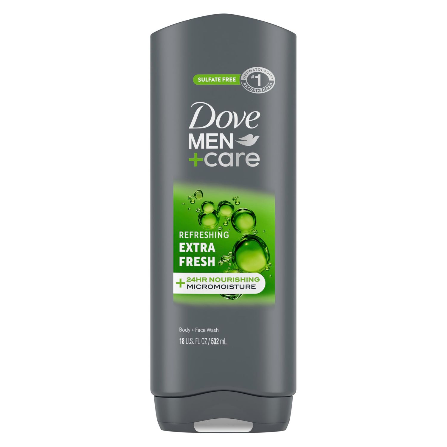 Dove MenCare Body and Face Wash Refreshing Extra Fresh Body Wash for Men with 24-Hour Nourishing Micromoisture Technology 18 oz
