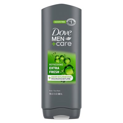 Dove MenCare Body and Face Wash Refreshing Extra Fresh Body Wash for Men with 24-Hour Nourishing Micromoisture Technology 18 oz