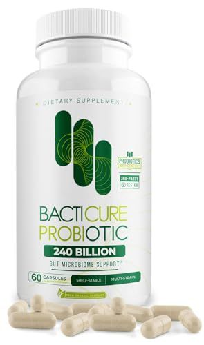 Bacticure (60 Caps) High CFU Formula with Probiotics for Women Men, Supports Digestive Vaginal Health, Promotes Healthy Digestion, Colon Cleanse, Prebiotics, Digestive Enzymes Immune Support (1)