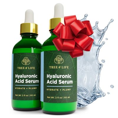 Tree of Life Beauty Hyaluronic Acid Serum, Skin Brightening Face Oil for Dark and Age Spots, Facial Serums for Dry and Sensitive Skin Care with Vitamin E for Soft Smooth Skin, 2 Fl Oz, (Pack of 2)
