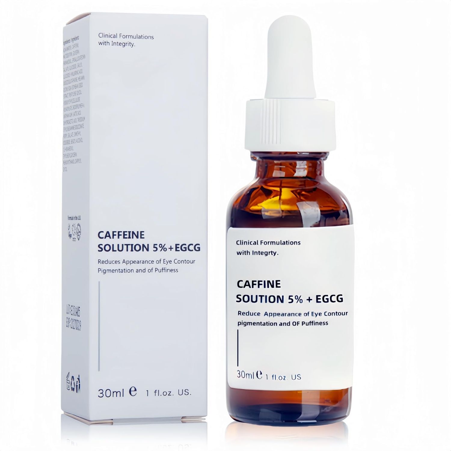 Caffeine Solution 5 EGCG, Caffeine Eye Serum For Face, Moisturizing Under Eye Solution For Reduces Dark Circles Puffiness, 30ML (1, 1 PC)