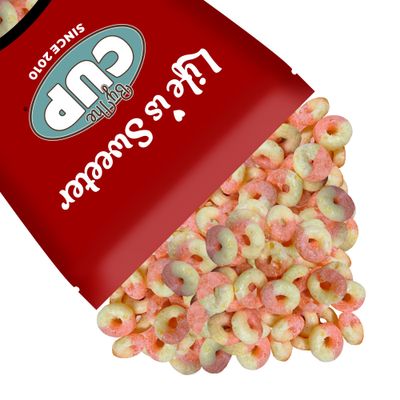 By The Cup Peach Rings, Freeze-Dried Candy, 3 Ounce Bulk Bag