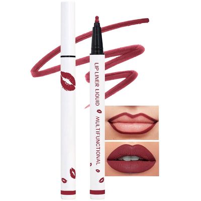 Kaely Cherry Red Longwear Liquid Lip Liner Waterproof, 24 Hour Long Lasting Lip Liner Stain Marker Pen, 2-in-1 Matte Semi Permanent Lipliner Lipstick, Vegan Cruelty-Free, 06