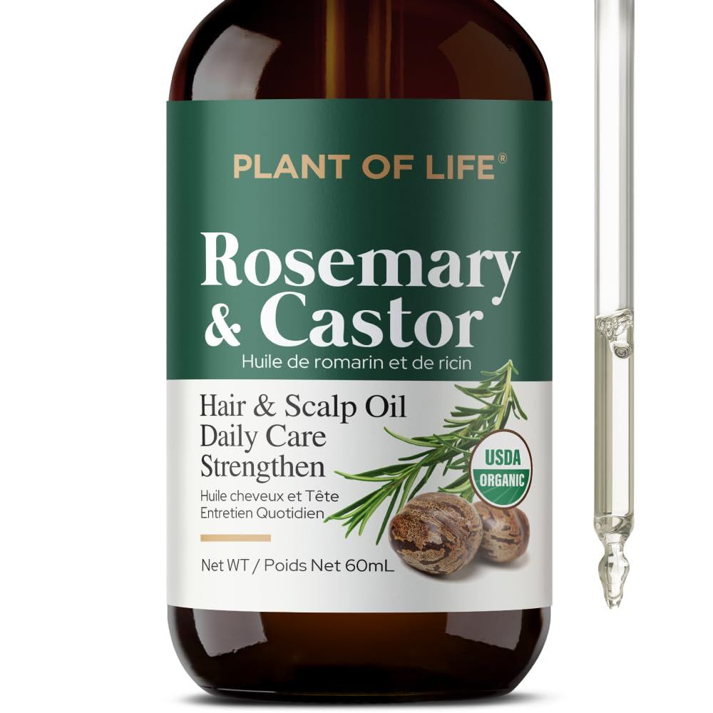 Plant of Life Rosemary Castor Oil Multi Hair Invigorating Complex Strengthen, Nourish Treatment Target Dry, Damaged Hair (2oz 60ml)