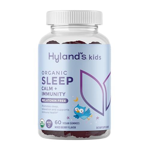 Hyland&#39;s Kids - Melatonin Free Organic Sleep Aid Gummies with Calm Immune Support - with Chamomile, Elderberry Passion Flower, Helps with Sleeplessness Restlessness, 60 Vegan Gummies
