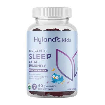 Hyland&#39;s Kids - Melatonin Free Organic Sleep Aid Gummies with Calm Immune Support - with Chamomile, Elderberry Passion Flower, Helps with Sleeplessness Restlessness, 60 Vegan Gummies