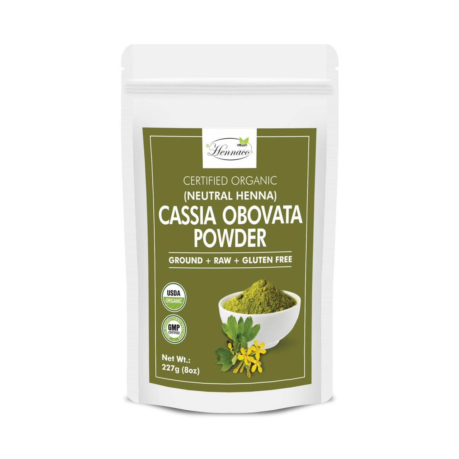 hennaco Organic Cassia Obovata Powder Neutral Henna Powder for Hair Pure Natural Hair Conditioner No Preservatives Chemical Free 100 Raw Colorless Henna for Hair 227 Grams (8 OZ)
