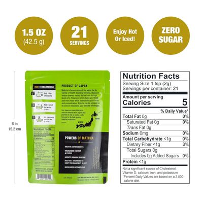 Tiesta Tea - Superior Matcha Superior Grade Japanese Matcha Powder High Caffeinated Green Tea Make Hot or Iced Up to 21 Cups 1.5oz Resealable Pouch