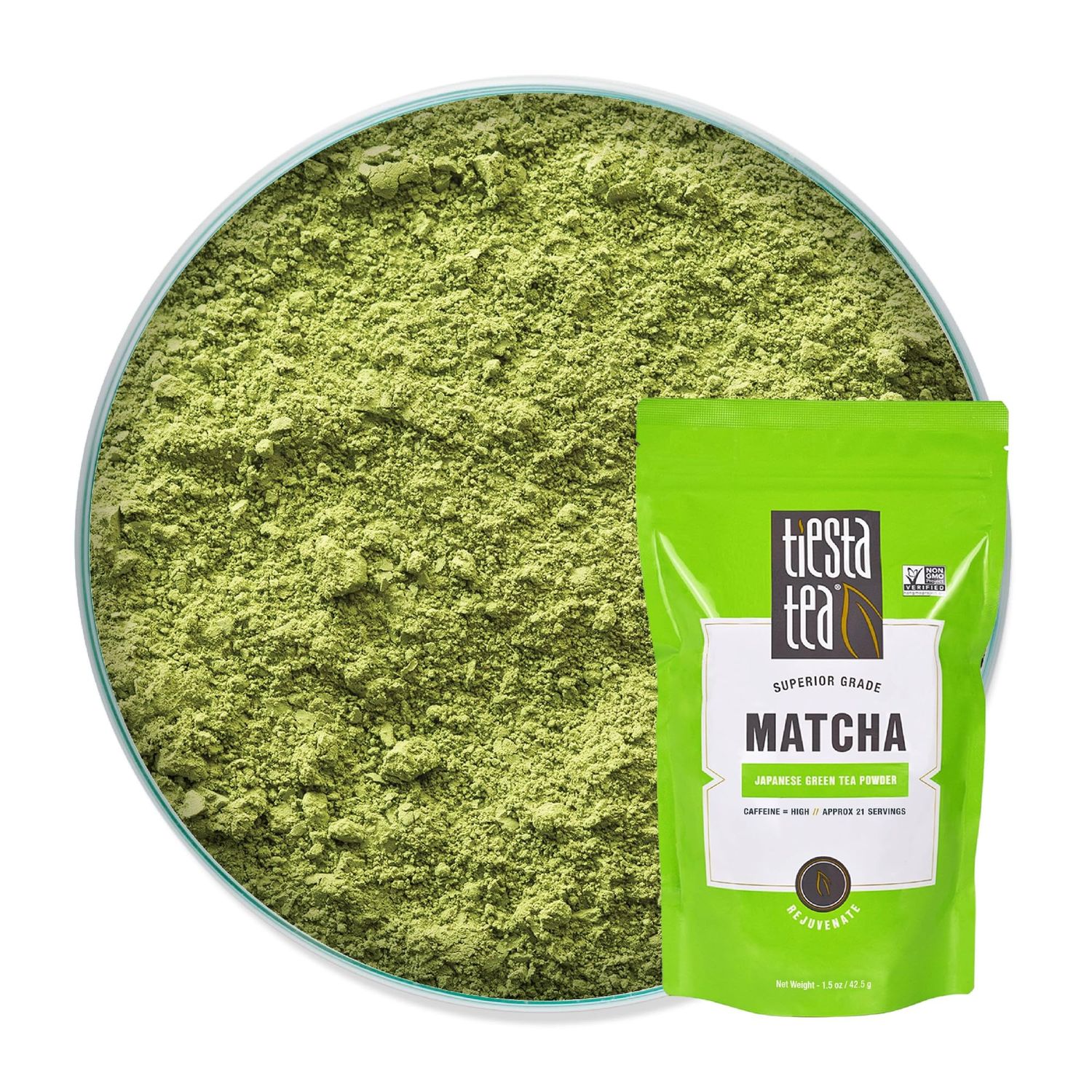 Tiesta Tea - Superior Matcha Superior Grade Japanese Matcha Powder High Caffeinated Green Tea Make Hot or Iced Up to 21 Cups 1.5oz Resealable Pouch