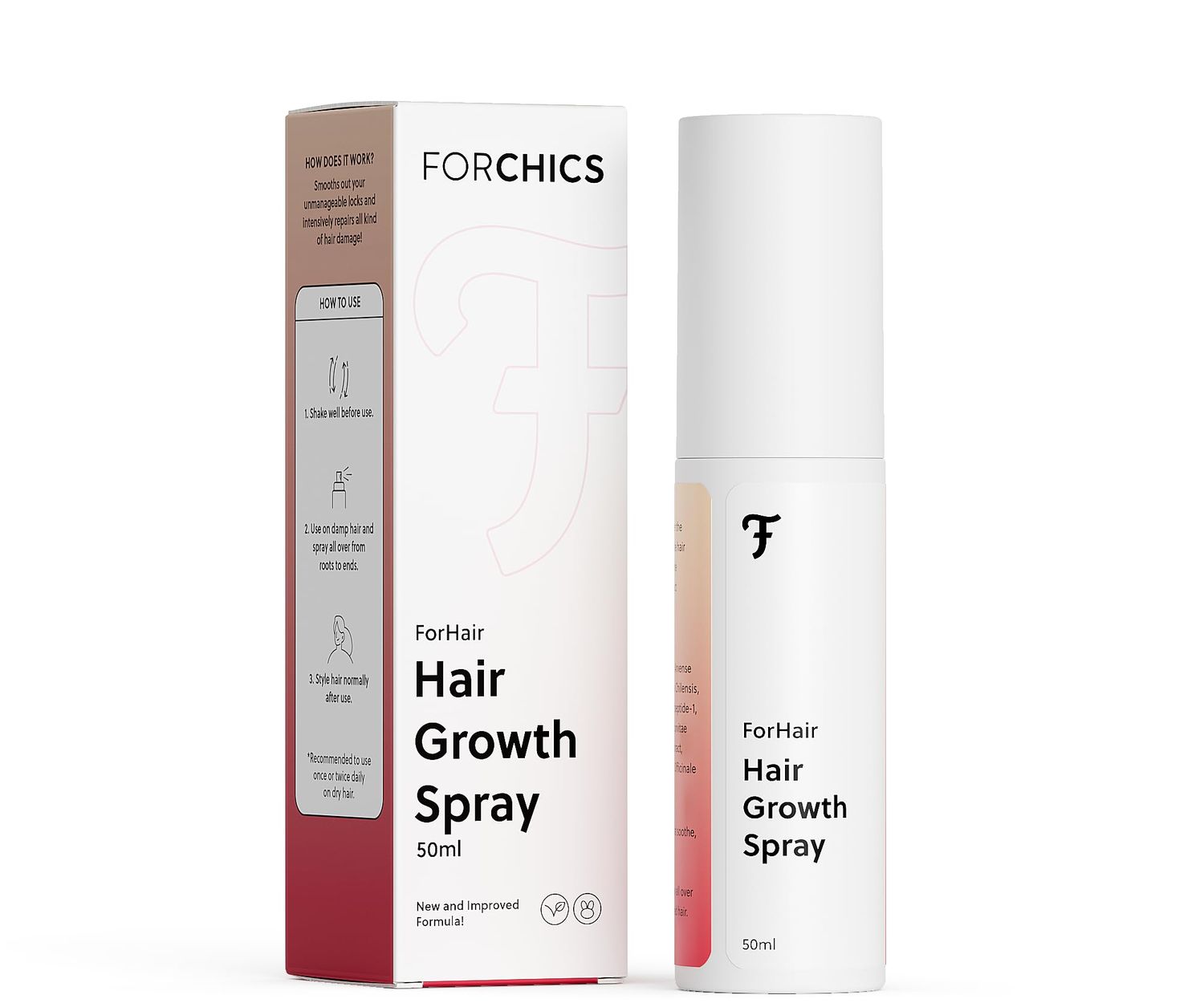 Forchics Advanced Hair Growth Oil Spray -Non-Greasy Hormone Free Formula - Promotes Thicker Natural Hair, Damage Repair, Loss Prevention, Ideal for Dry Scalp- ForHair