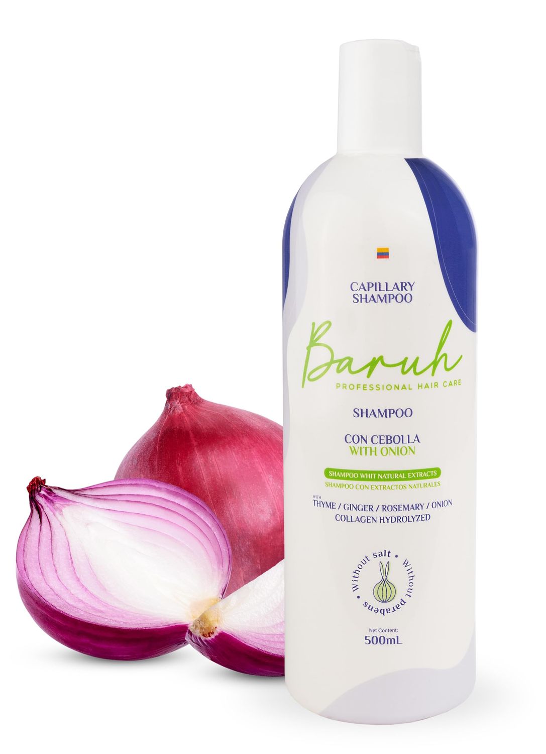 BARUH Red Onion Hair Growth Shampoo - Organic Rosemary Shampoo with Thyme, Ginger Hydrolyzed Collagen for Hair Growth - Premium Hair Growth Products for Fuller, Healthier Hair (500 ml), 16.9 Fl Oz