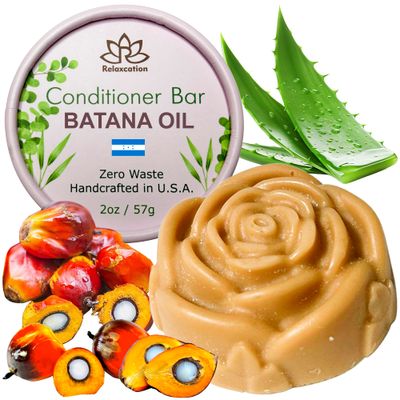 HAIR GROWTH Batana Conditioner Bar PURE RAW HONDURAS BATANA OIL Hydrates Dry Hair, Improves Scalp Health, Enhances Hair Growth CASTOR OIL, JOJOBA, ARGAN, ALOE VERA