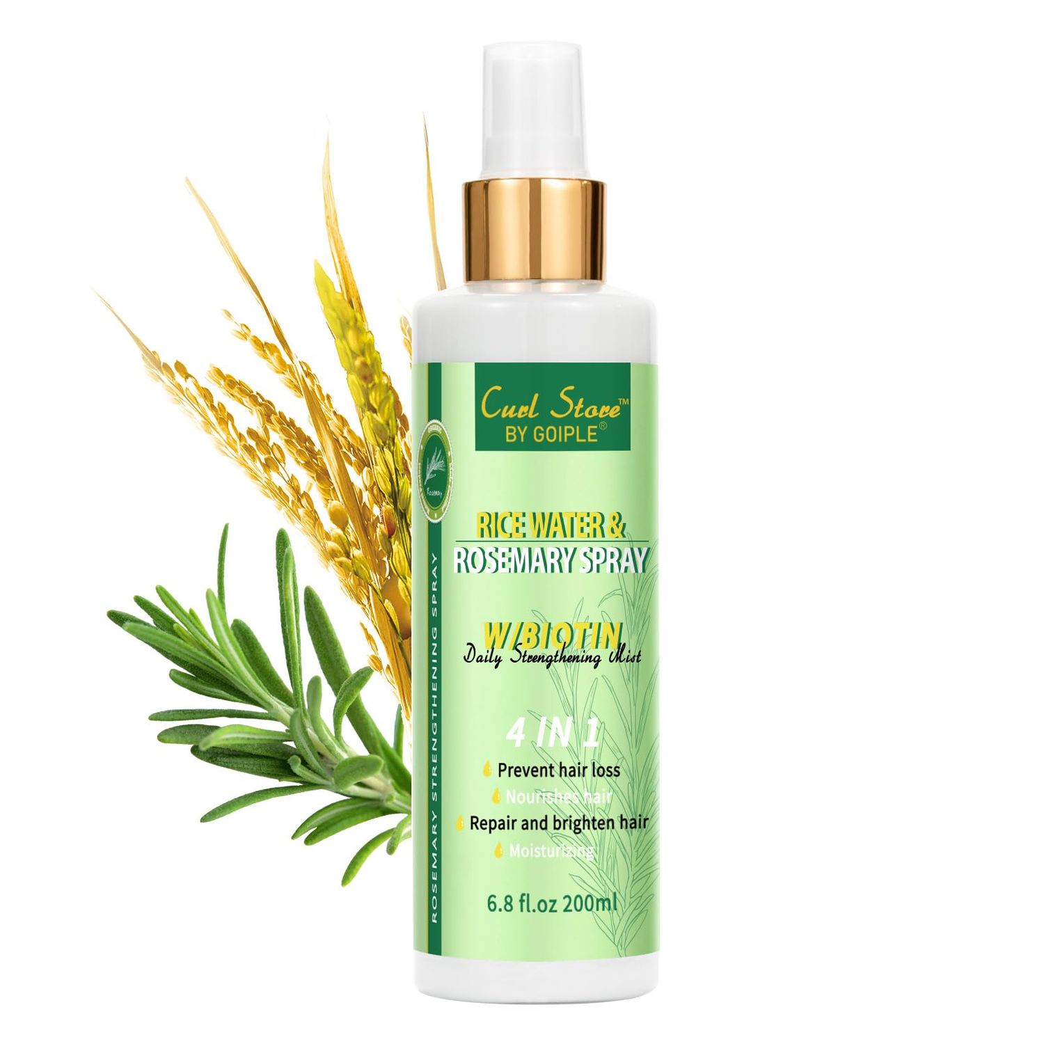 WOZUTUNT Rice Water Spray with Rosemary Scent, Hair Care Product for Dry, Weak Hair Thickening, Moisturizing, Daily Strengthening Mist, 6.8 fl oz, Unisex