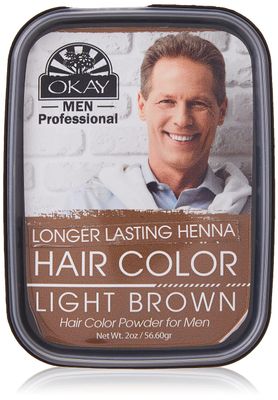 OKAY Men&#39;s Henna Hair Color Light Brown For All Hair Types Textures Rich, Vibrant Color Made with Premium Botanical Ingredients Chemical Free 2 oz