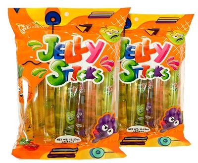 Apexy Jelly Straws, Fruit Jelly Filled Strips, Tiktok Candy Trend Items, Assorted Fruit Jelly Sticks, 15.23oz (15.23oz Pack of 2)
