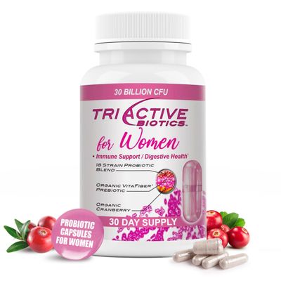 Essential Source Triactive Biotics for Women - Probiotics for Women with 18 Strains, Organic VitaFiber Prebiotic Cranberry to Digestive Support, Immune Defense, Urinary, Vaginal Health - 30 Capsules