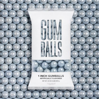 Candy Envy - Shimmer Silver 1 Inch Gumballs - 2lb Bag - Approximately 113 Gumballs Per Bag - North American Made Kosher Certified
