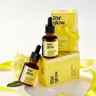 GANGNAM glow 125 Hours Antioxidant Serum with Pure Vitamin C Ferulic Acid Korean Glass Skin Products Vitamin C Face Serum Korean Skin Care - 1.01fl oz (30ml)