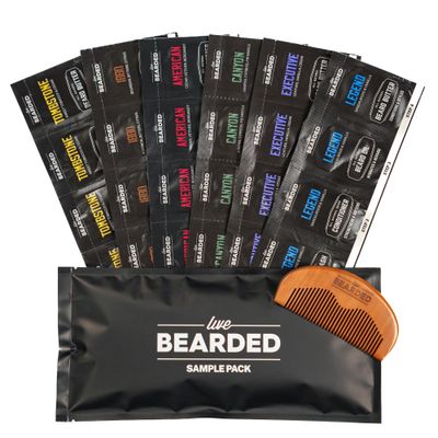 Live Bearded Beard Oil and Butter Grooming Kit Sample Pack with Comb, Bonus Gift - All-Natural Ingredients Shea, Argan, Jojoba - Growth Support - Made in the USA