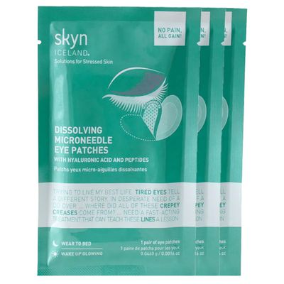 skyn ICELAND Dissolving Microneedle Under Eye Patches with 39 Hyaluronic Acid Peptides No-Slip Eye Masks for Firming Wrinkles Fine Lines, 3 Pairs