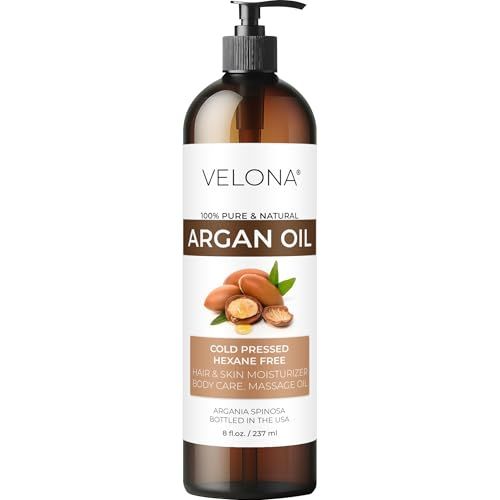 velona Argan Oil - 8 Fl Oz 100 Pure and Natural Morocco Oil Skin, Body and Face Care Nails Protector Unrefined, Cold Pressed Cap Kit