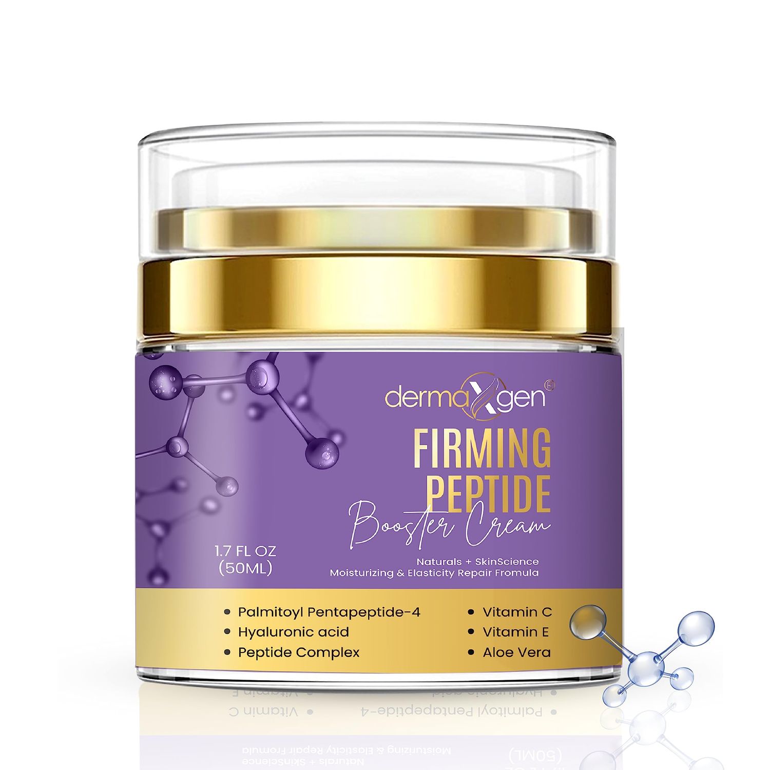 DERMAXGEN Matrixyl Face Cream - Skin Elasticity Repair Cream - Peptides Booster with Vitamins C and E, Hyaluronic Acid, Aloe Vera - Anti Wrinkle Cream - 1.7fl oz
