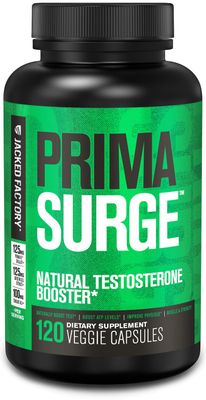 Jacked Factory Testosterone Booster for Men PRIMASURGE - wTongkat Ali, PrimaVie, Ashwagandha - Boost Vitality, Muscle Growth Energy Natural Test Booster Supplement - 120 Veggie Pills
