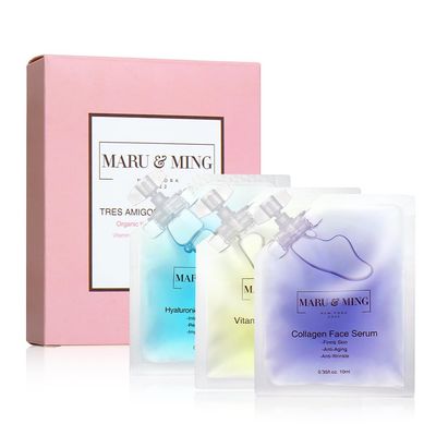 MARU MING Tres Amigos CollectionOrganic Hyaluronic Acid, Vitamin C, Collagen Face Serums. Travel-size and TSA friendly 1 oz. Total Weight 3-Pack