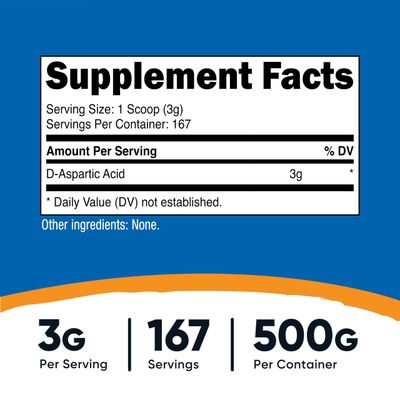 Nutricost D-Aspartic Acid (DAA) Powder 500G - DAA Supplement