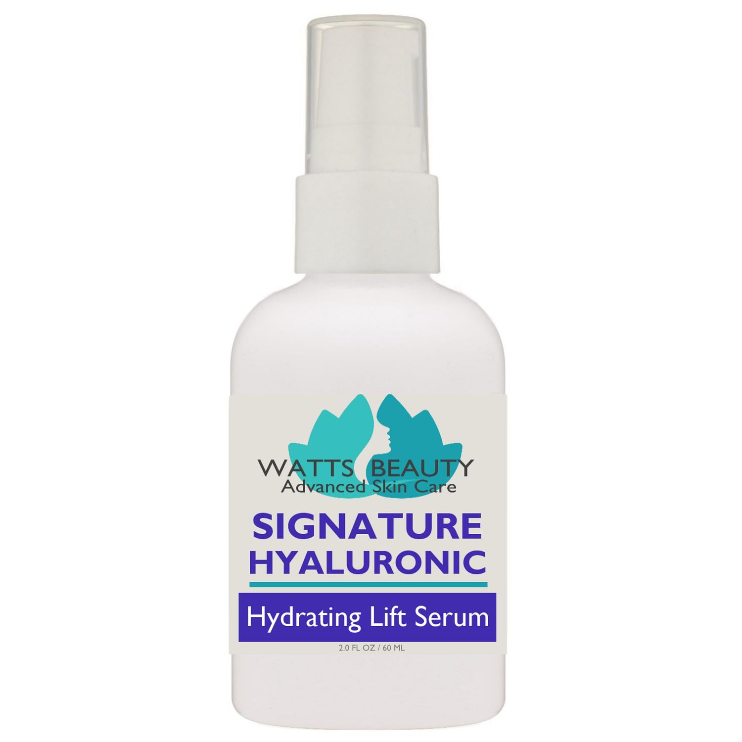 Watts Beauty Signature 100 Pure Hyaluronic Acid Wrinkle Serum - Best Hyaluronic Acid for Face - No Parabens - Perfect Plumping Moisturizer for Wrinkles, Fine Lines, Dry, Aging Skin 2oz