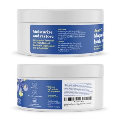 ASUTRA Magnesium Body Butter Bundle, 2 Products - Magensium Body Butter Lotion and Magnesium Body Butter with Lavender, Shea Butter Almond Oil Moisturizer, Premium-Quality Magnesium Oil