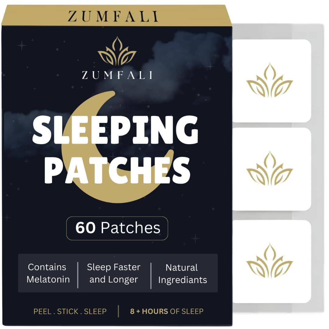 Zumfali Sleep Patches - Extra Strength Natural Sleep Support Melatonin, Magnesium Valerian for Relaxation Restful Nights Easy-to-Apply, Non-Habit Forming 60 Patches.