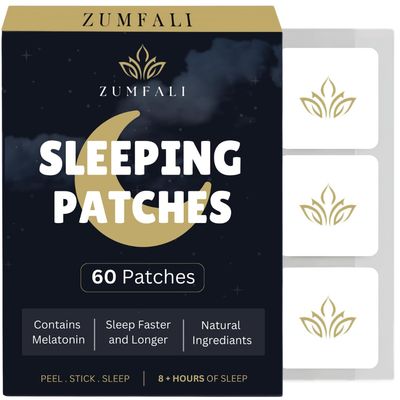 Zumfali Sleep Patches - Extra Strength Natural Sleep Support Melatonin, Magnesium Valerian for Relaxation Restful Nights Easy-to-Apply, Non-Habit Forming 60 Patches.