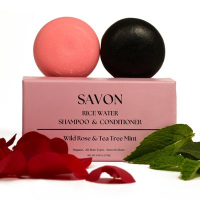 Premium Rice Water Shampoo and Conditioner Bars - Organic, Paraben-Free, for Hair Strengthening USA 2pc Set