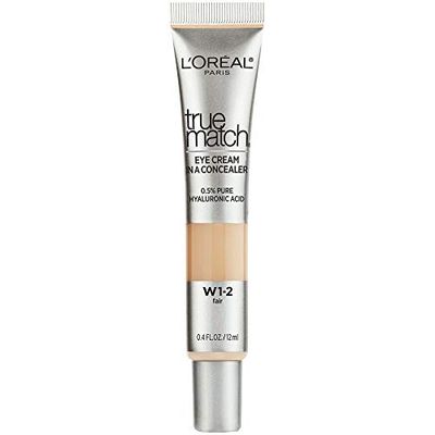 LOral Paris Cosmetics True Match Eye Cream in a Concealer, 0.5 hyaluronic acid, Fair W1-2, 0.4 fl. oz.