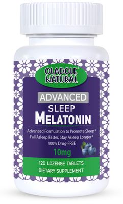 Oladole Natural Extra Strength Melatonin 10mg 120 Fast-Dissolve Lozenge Tablets Blueberry Flavor with Vitamin B6 Calcium Non-Habit Forming, Natural Supplement to Fall Asleep Faster, 60 Days Supply