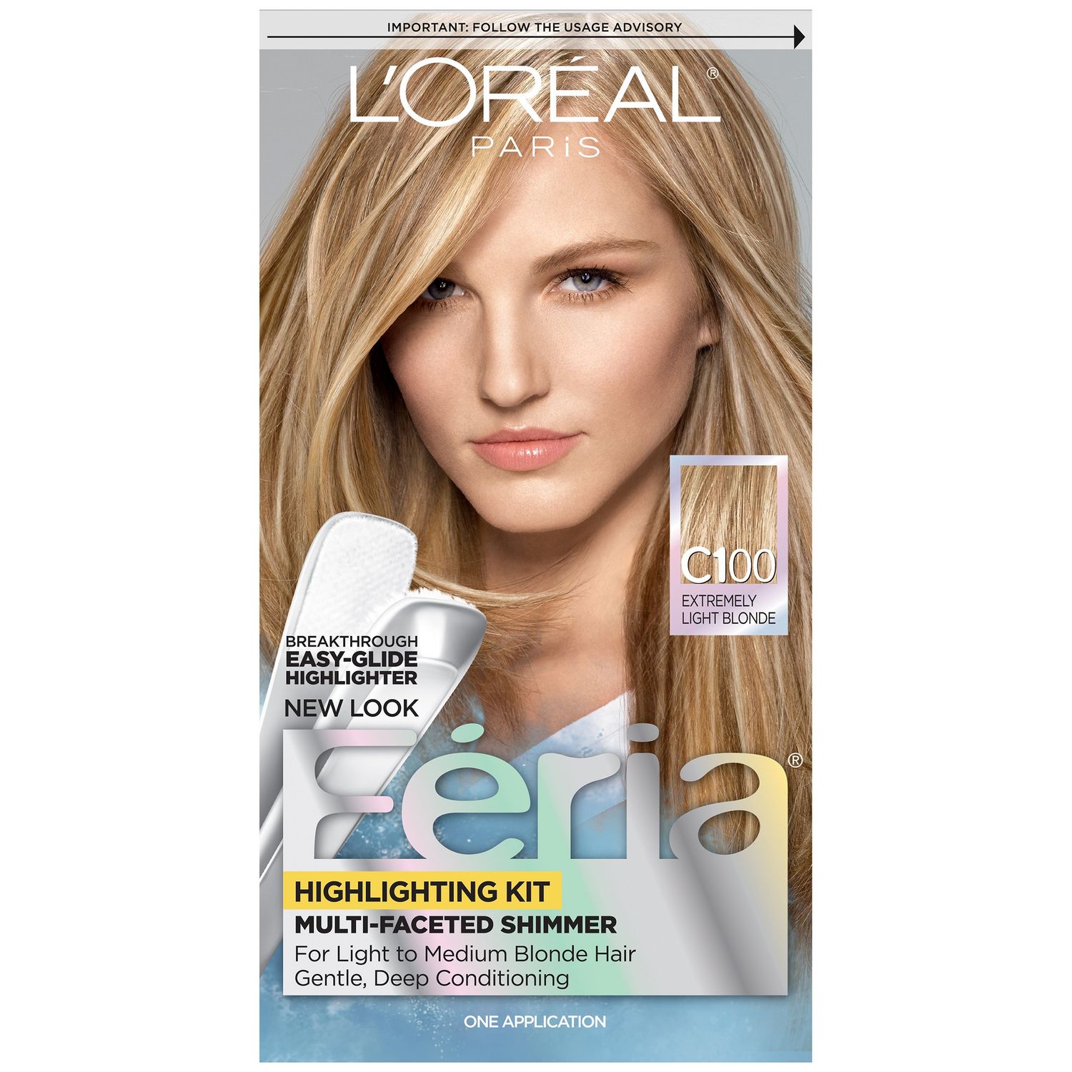L&#39;Oral Paris Feria Multi-Faceted Shimmering Permanent Hair Color, C100 Star Lights Extreme (Highlighting Kit), 1 kit Hair Dye