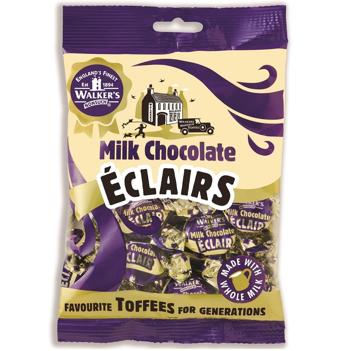 Walkers&#39; Nonsuch Milk Chocolate clairs Whole Milk Butter Toffee Traditional British Chewy Candy Classic English Sweet Gift Imported from UK 5.29 Oz (150g)
