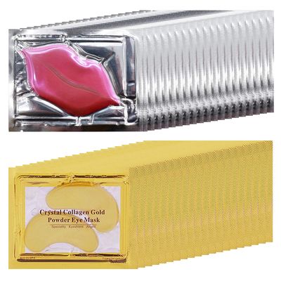 Tnoctuh 40 Pairs Lip Mask Eye Mask, 24K Gold Crystal Collagen Gel Under Eye Patches for Dark Circles, Moisturizing Skin Care Lip Masks Patches for Reducing Puffy, Fine Lines