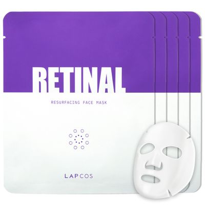 LAPCOS Retinal Resurfacing Mask - Korean Skin Care Mask wRetinal, Hyaluronic Acid, Niacinamide Centella Asiatica - Soothing Face Mask Spa Gifts for Women - Firming Face Mask (5 Count, 1.05 oz)