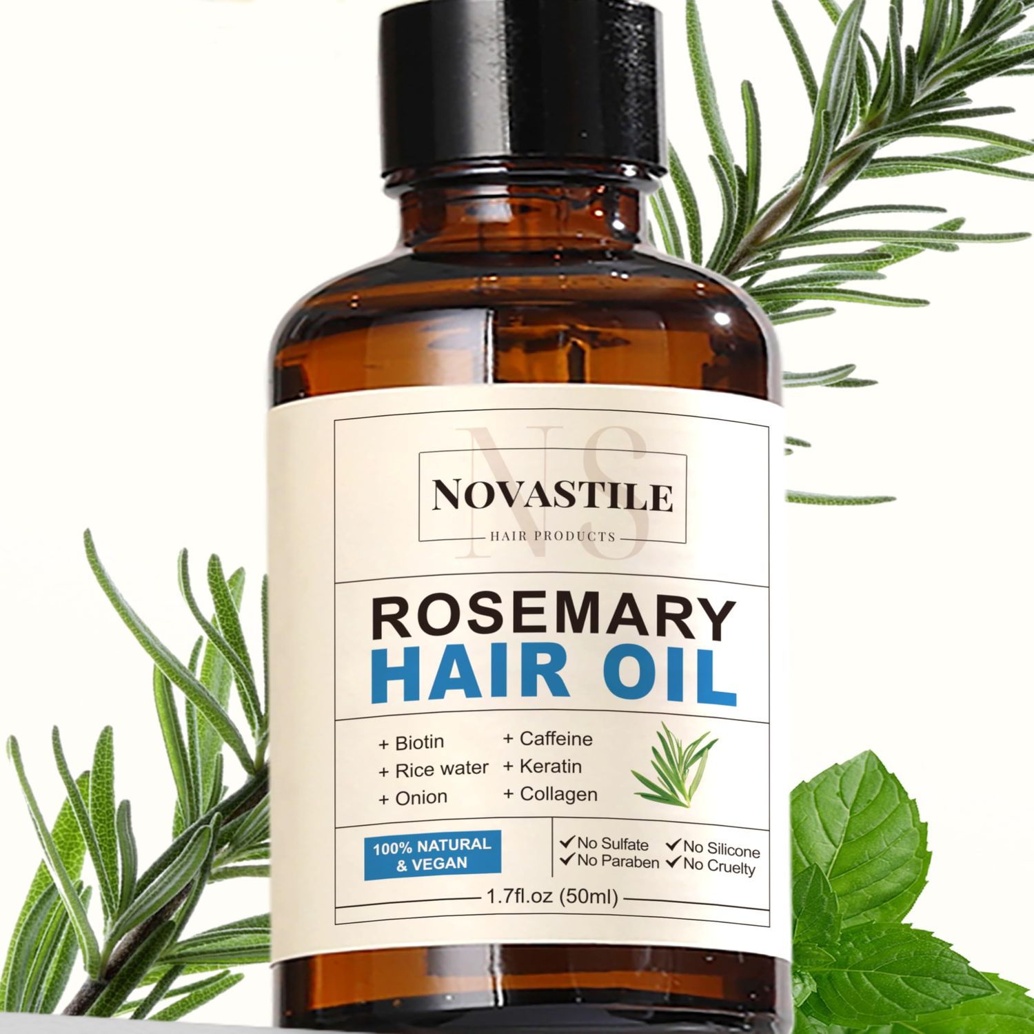 Pure Natural Organic Rosemary Essential Oil, Treats Hair Care Scalp Growth Loss Keratin Collagen Argan Tea Tree Oil Lightweight