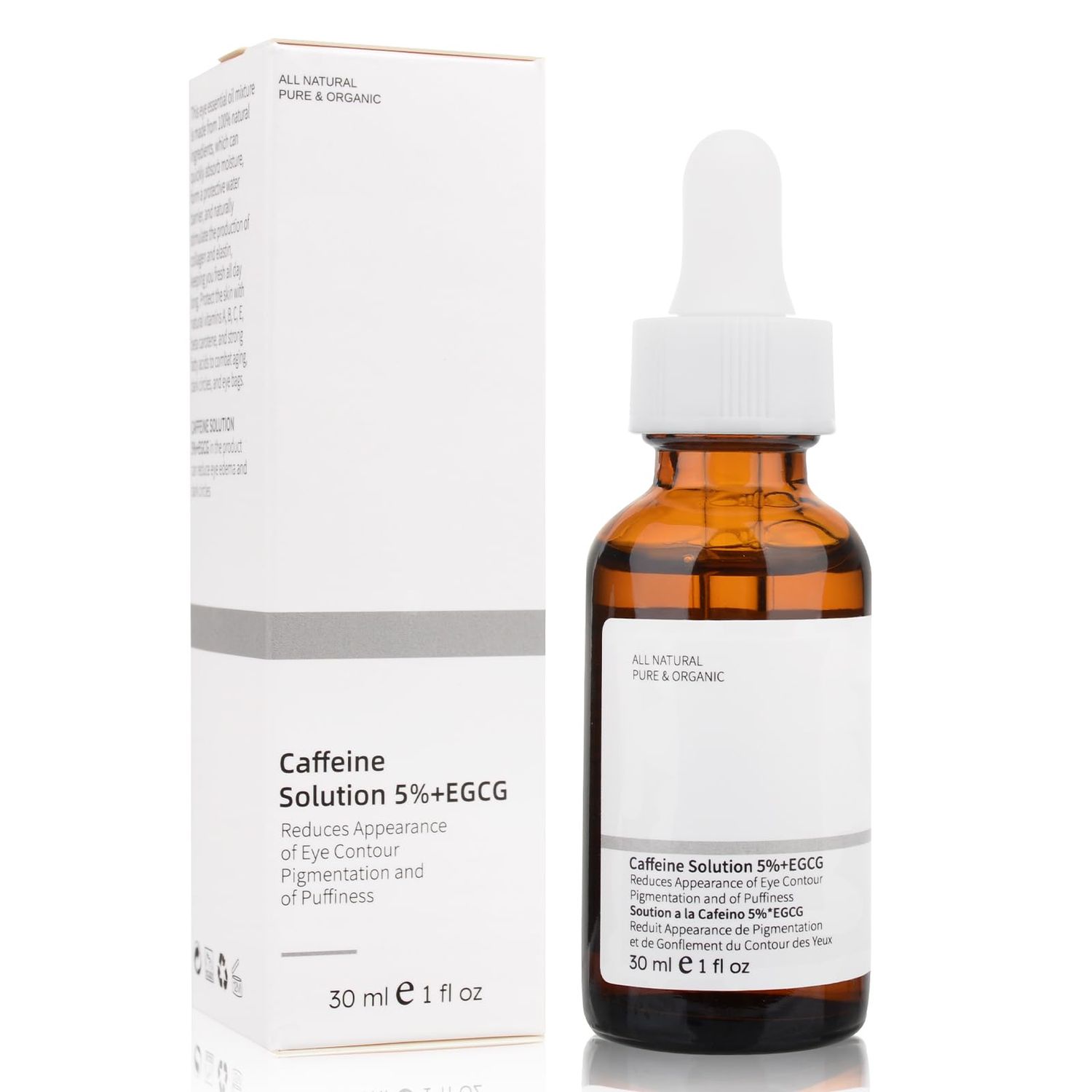 Caffeine Eye Serum with EGCG, 2 PCS 5 Caffeine Solution Reduces Pigmentation and Puffiness, Under Eye Serum for Dark Circles, Wrinkles and Fine Lines