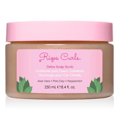Rizos Curls Detox Scalp Scrub, Exfoliates to Remove Buildup Excess Oil, Soothes Itchy Scalp, Detoxifying Clarifying with Pink Clay, Aloe Vera Peppermint Oil, All Hair Types 1a - 4c, 8.4 oz
