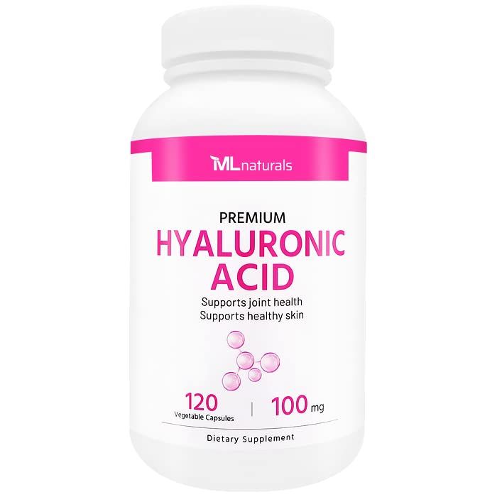 ML Naturals Premium Hyaluronic Acid 100 mg 120 Vegetable Capsules, One a Day (4 Month Supply), Premium Quality.