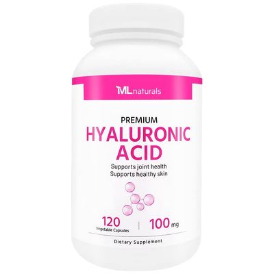 ML Naturals Premium Hyaluronic Acid 100 mg 120 Vegetable Capsules, One a Day (4 Month Supply), Premium Quality.