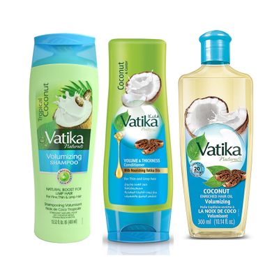Dabur Vatika Naturals Shampoo, Conditioner and Hair Oil Set (Coconut) - 400 400 300ml