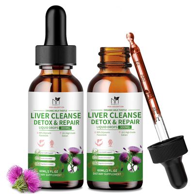 MABEFY Milk Thistle Liquid Drops, Liver Cleanse Detox Repair with 80 Silymarin, Artichoke Leaf, Dandelion Root, Glutathione, Promotes Liver Health, Antioxidant Support, 4 Fl Oz
